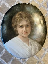 Antique KPM Berlin Porcelain Plaque Painted Portrait Signed Ada White Morgan