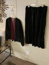 Choices Vintage Black Crush Velvet Sz L 2 Pc Skirt Set C1