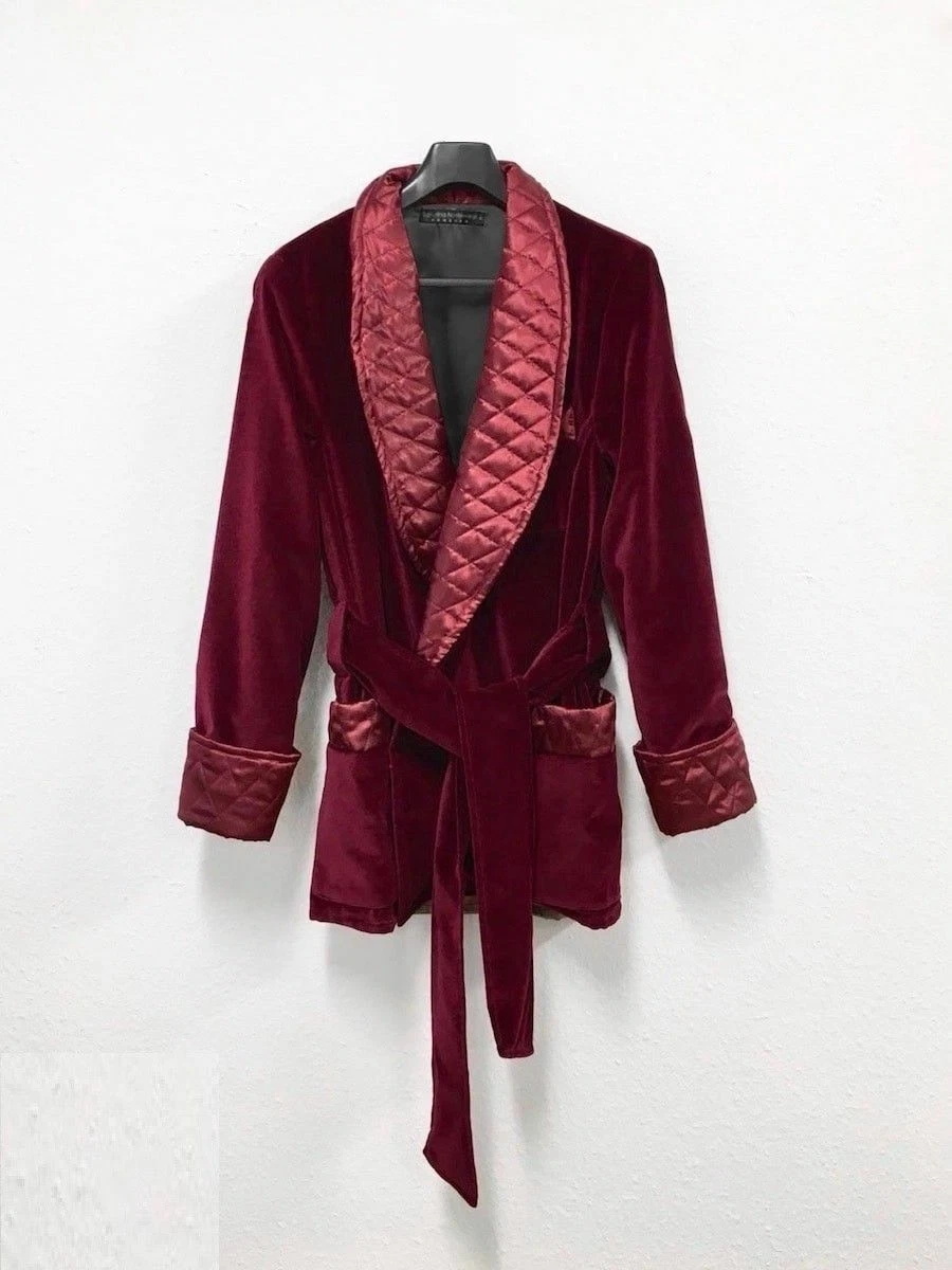 Mens velvet shop smoking robe