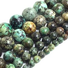 Natural Gemstone African Turquoise Round Loose Bead 15" strand 3mm 4 6 8 10 12mm