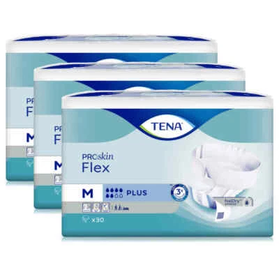 TENA Flex Plus Medium / M - 3 Packungen / 3 x 30 = 90 Stück (1 Karton)