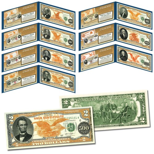 1882 Series Gold Certificates on Real U.S. Genuine 2 Bills Complete
