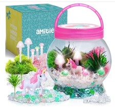 Amiti  Lane Light-Up Unicorn Terrarium Kit for Kids - Birthday Gifts for Girls..