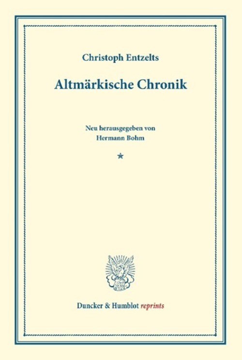 Thumbnail - Altmärkische Chronik Christoph Entzelt Taschenbuch Duncker & Humblot