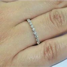 1Ct Round Lab Created Diamond Wedding Band Engagement Ring 14K White Gold Plated