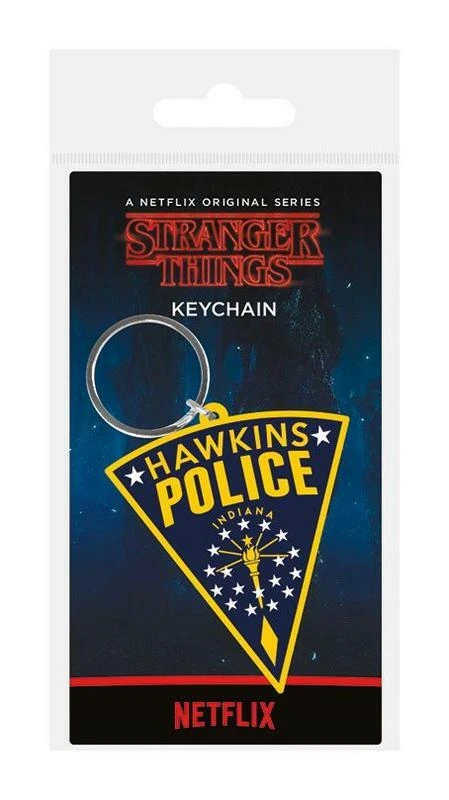 PYRAMID INTERNATIONAL Stranger Things porte-clés caoutchouc Hawkins Police 7 cm Netflix keychain 38885