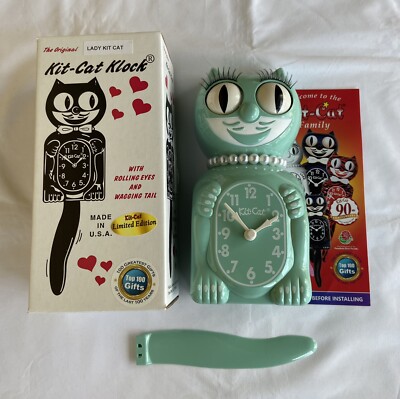  Ocean Waves  LADY KIT CAT CLOCK 15.5'' USA MADE Kit-Cat Klock LBC-51