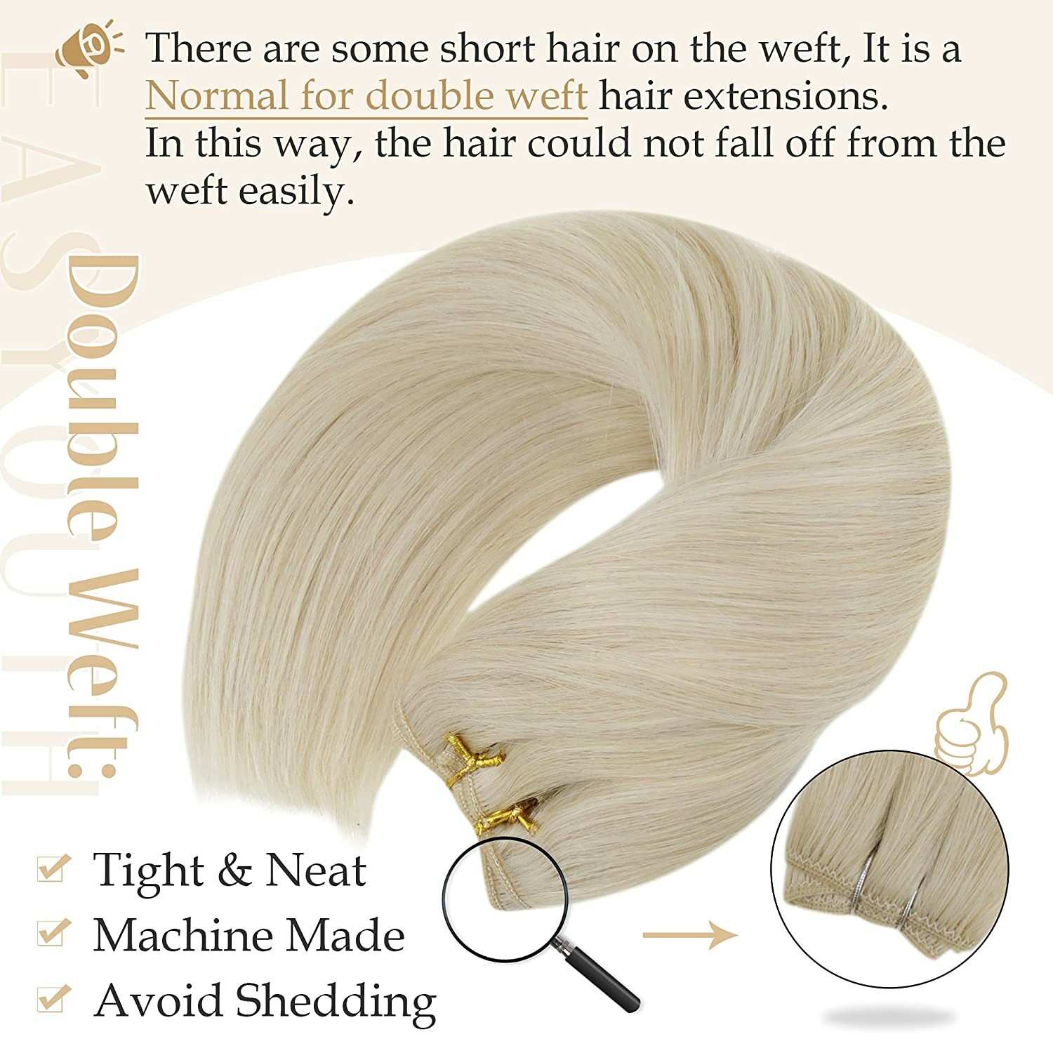 Image 12 - Double Weft 100% Russian Remy Human Hair Weave Weft Extensions Full Head 100gram