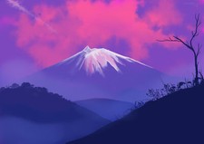 Landscape nature art snowy peak mountains trees plants Custom Gaming Mat Desk