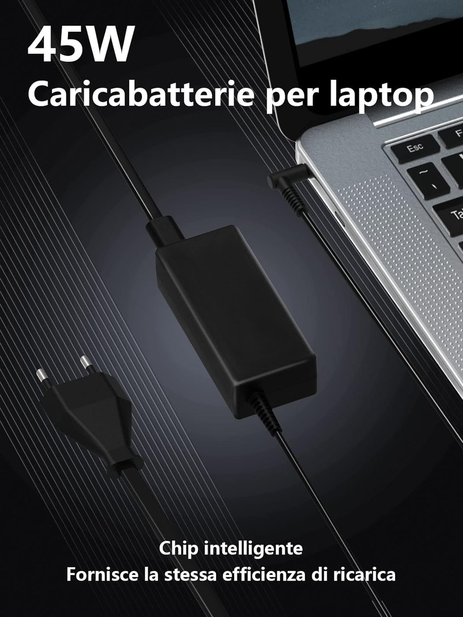 45W Caricatore per HP Computer Portatile Compatibile con HP Pavilion 11 13 15, EliteBook 840 850, ProBook 430 440 450, Chromebook 11 14, Stream 11 13 14 e HP Envy/Spectre/Touchsmart Notebook