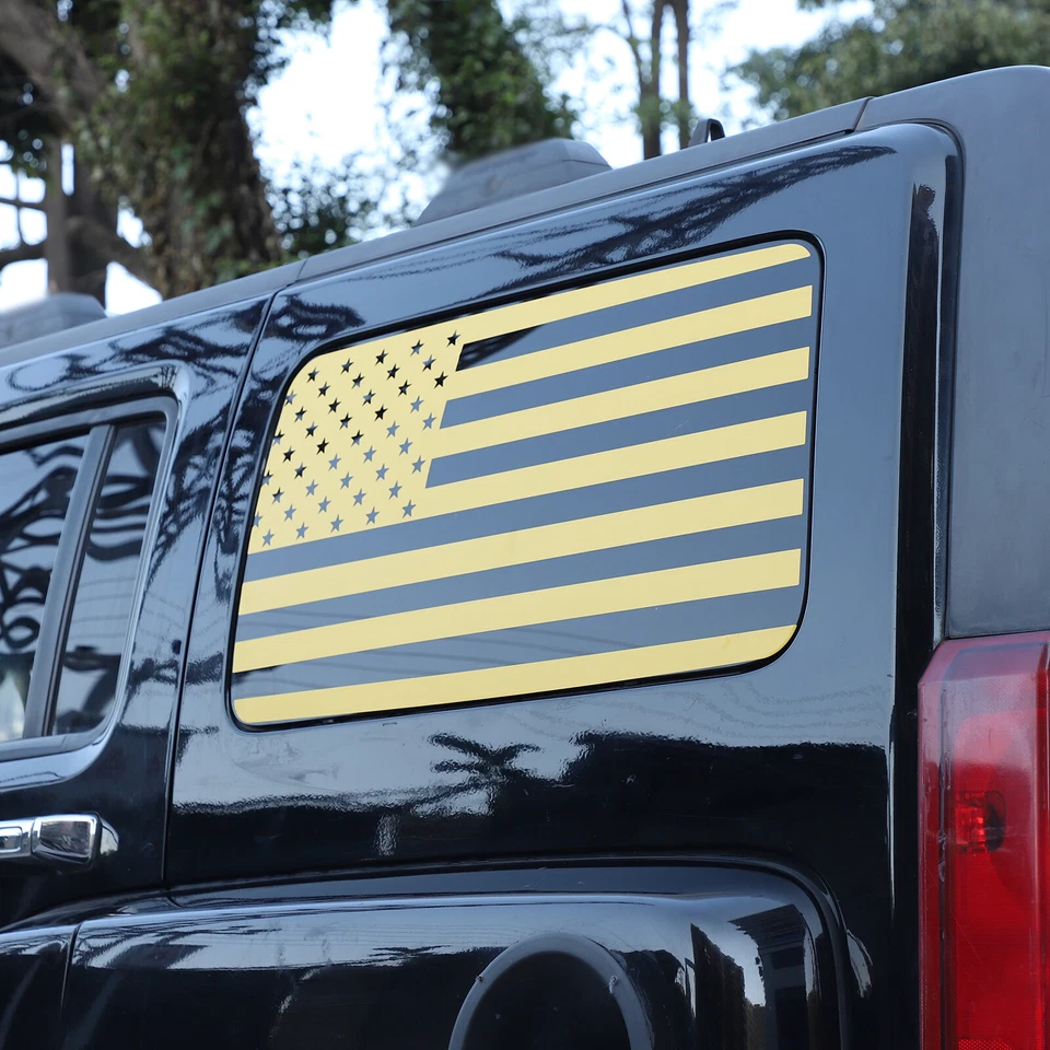 Vinilos calcomanías gráficas de vidrio con bandera amarilla de Estados Unidos para Hummer H3 2005-09 Foto 4 de 4