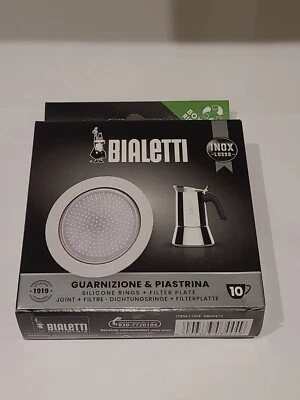 Bialetti 10 Tassen Inox Filterplatte & 1 Dichtung/Dichtung/Gummiring - Venus Musa Kitty