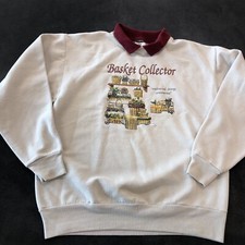 Grandma Sweatshirt Basket Collector With Collar By Jerzees Grannycore Medium Vtg
