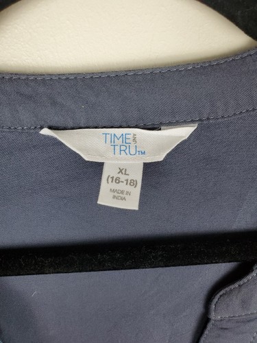 Time And Tru Women's Dress Blue XL 16-18 Chambray Drawstring Waist Casual - Afbeelding 9 van 10
