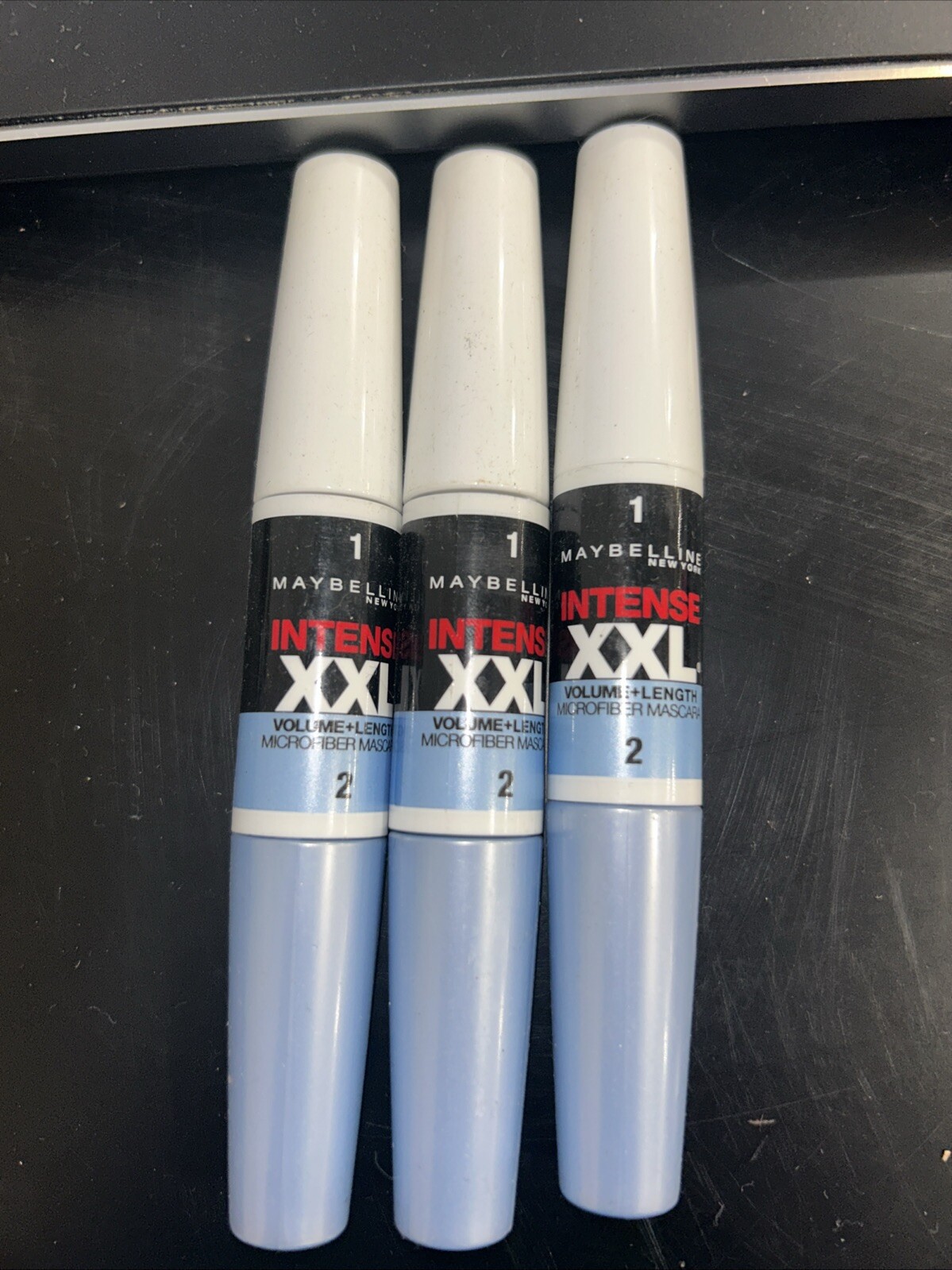 LOT OF 3 Maybelline Intense XXL 303 Volume &Length Microfiber Mascara VERY BLACK