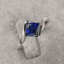 Natural Iolite Squre Cut Gemstone 925 Sterling Silver Designer Women Ring