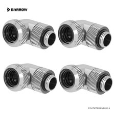 4 Pcs Barrow G1/4" to 14mm Multi-Link Fitting, 90 Degree Rotary Adapter , Silver