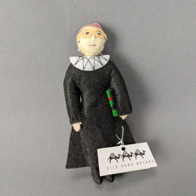 Ruth Bader Ginsburg Ornament Hand Made Wool Felt Silk Road Bazaar NEW