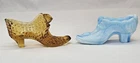 Vintage Fenton Glass Shoe Lot Blue Amber Cat Figurine Slipper