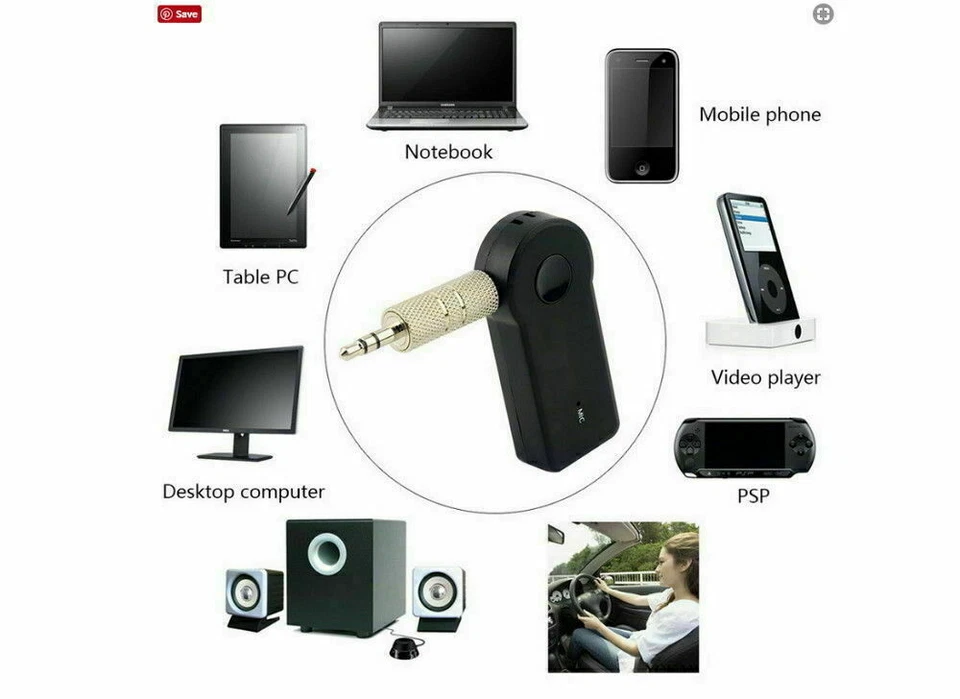 Wireless Bluetooth Receiver 3.5mm AUX Audio Stereo Music Home Car Adapter Kit - Image 2 of 4