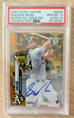 2020 Topps Chrome gold rc auto SHELDON NEUSE #ed 23/50! Oakland Athletics PSA 10