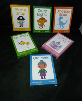 6er Set Kinder Kartenspiele Old Maid Go Fish Crazy Eights Pirate Snap + 4 weitere