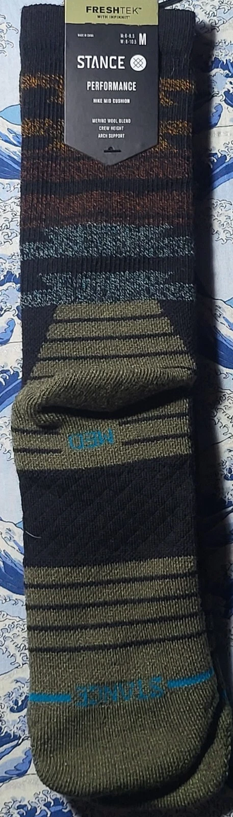 Stance Men's Merino Wool Performance Crew Hiking Socks Black UK 5.5-7.5 EU 39-42