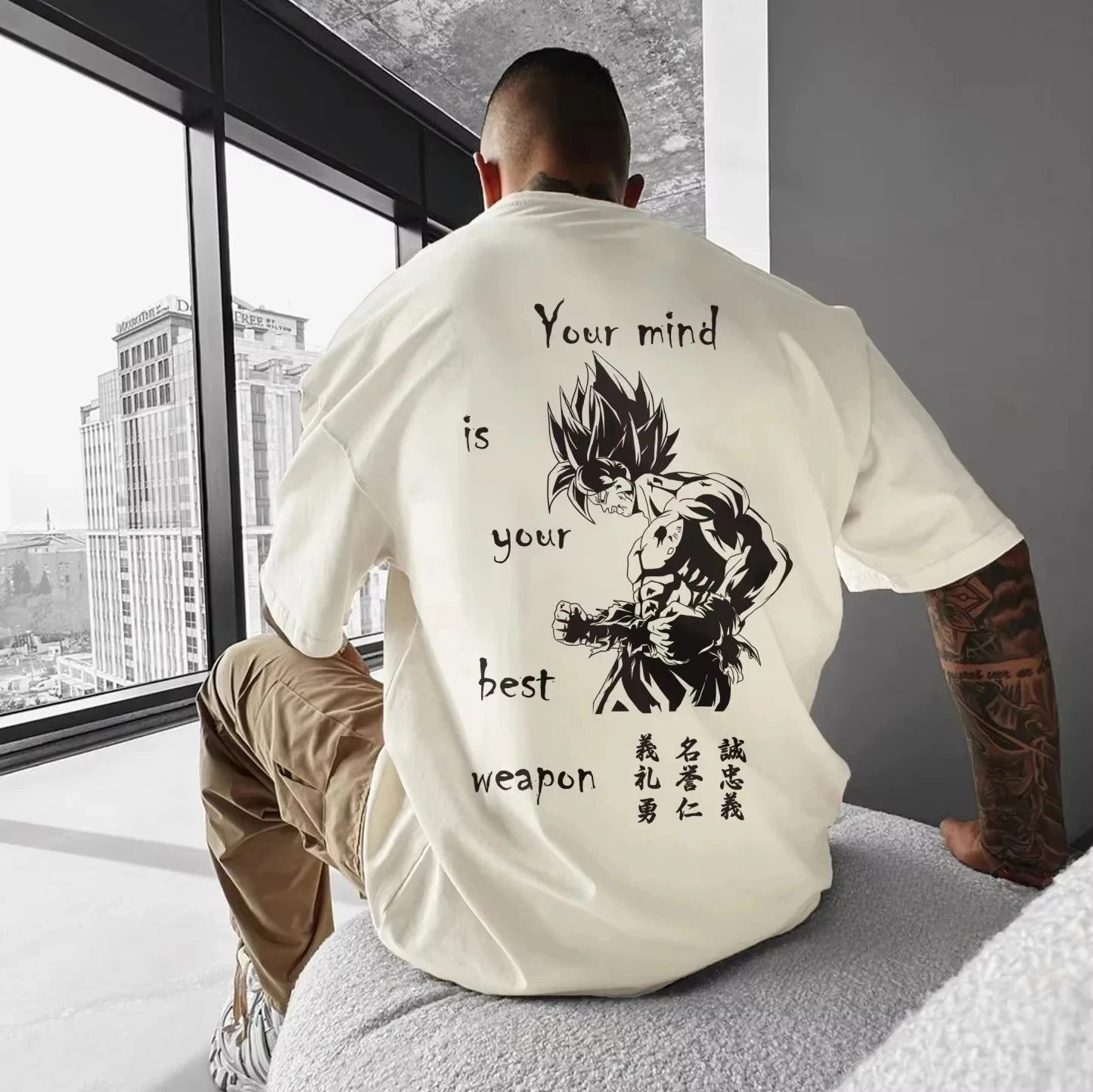 Summer Japanese Anime Dragon Graphic Printed Cotton Oversized T-shirt Streetwear
