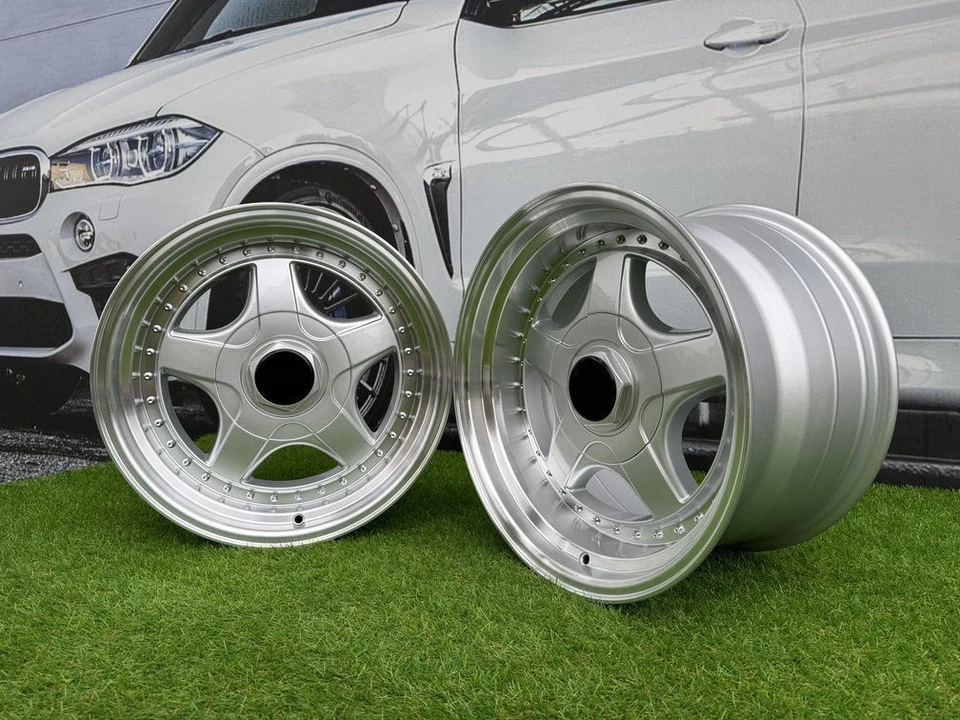 4X R17 Pouces 5X120 Jantes BBS RF Style Argent+Bord Poli: S'adapte À E39 E46 E60 - Photo 3/4
