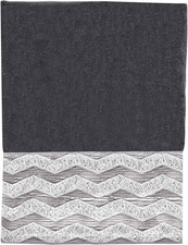 Avanti Galaxy Chevron Bordered Cotton Bath Towel   27" x 50"   Black Soft