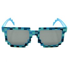 Minecraft Water Pixel Sunglasses Blue Digital Retro Designer Frame Black Lenses