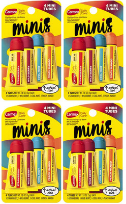 Carmex Daily Care Moisturizing Lip Balm 4pk Mini Tubes SPF 15-Lot of 4=16 Tubes