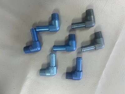 1/2'' NPT Male to 5/8'' Hose Barb Fitting Adapter 90 Degree Aluminum Blue Fit f...