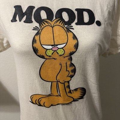 Vintage Garfield Cat Gildan Cream Colored  Mood  Tshirt Size Small
