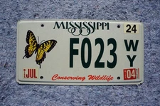 2004 Mississippi BUTTERFLY License Plate