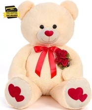 Giant Teddy Bear Stuffed Animal 4Ft - Big Teddy Bear with Love Red Heart - Large