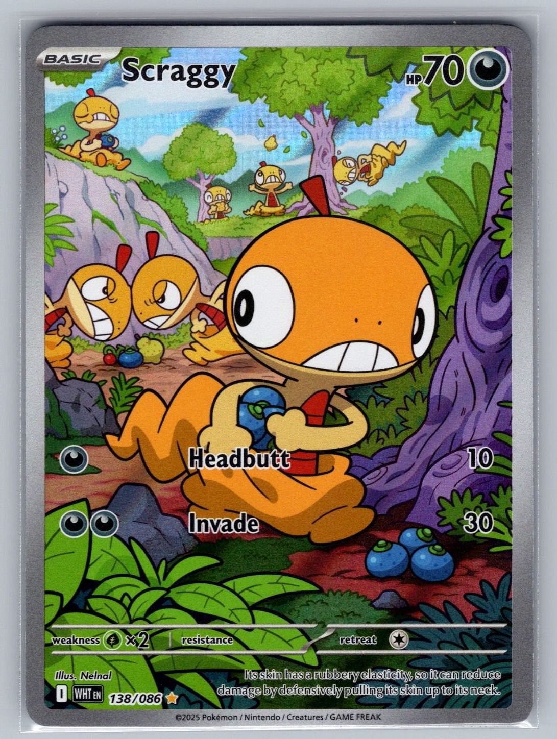 Scraggy 138/086 Holo Illustration Rare White Flare Pokemon Near Mint