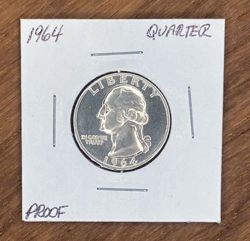 1964-P Washington Quarter Dollar – 90% Silver – Proof – Philadelphia Mint