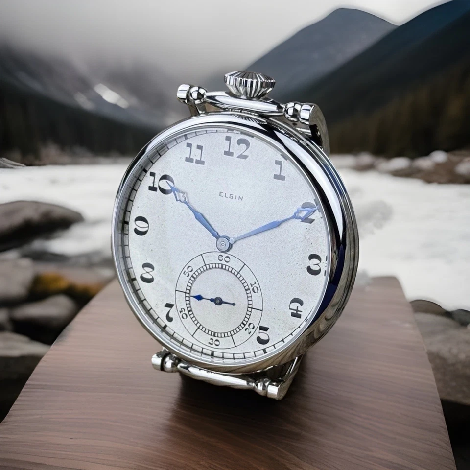 Ручной работы Elgin брак часы 43 мм - оригинальный 1923 карманные часы движение 12с 17j - Изображение 2 из 4