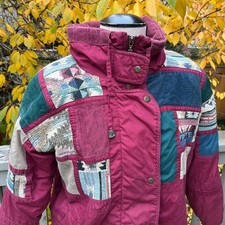 Vintage IZZI Outerwear Women's Patchwork Corduroy Ski Jacket Maroon Size S