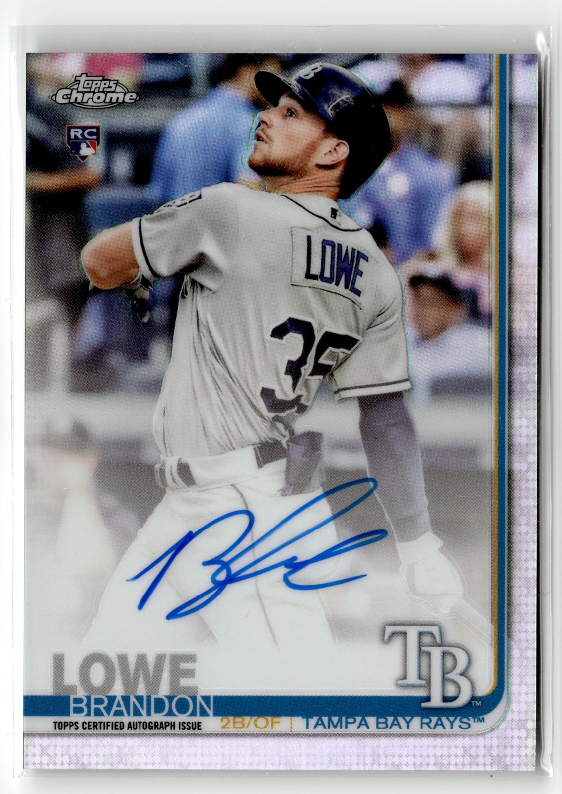 Brandon Lowe Rookie Auto 2019 Topps Chrome #RA-BL Refractor #/499