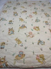 Vintage Baby Quilt/Comforter Hand Tied Nursery Rhyme Characters 43x57  EUC