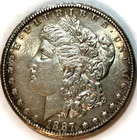 1887 S Morgan Silver Dollar $1, AU Tough Date Rainbow Tuning