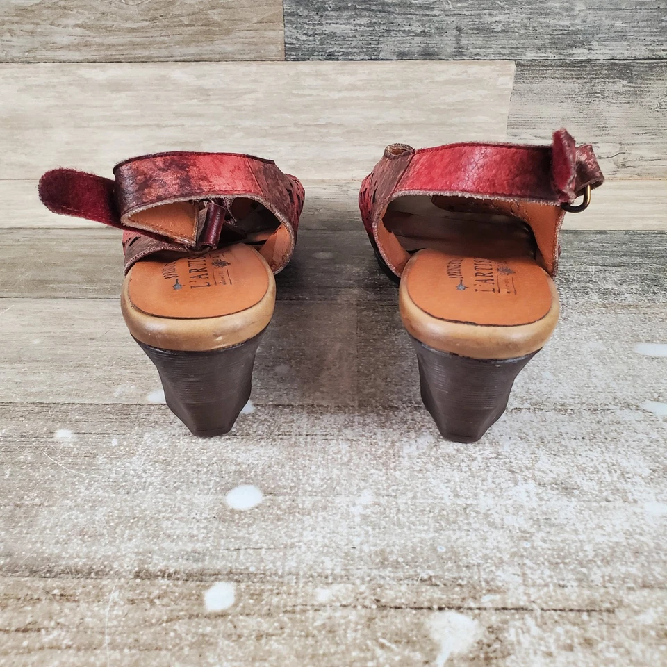 Spring Step L'Artiste Lovella Women Sandal Sz 9.5 Red Slingback Slip On Open Toe - Image 3 of 4