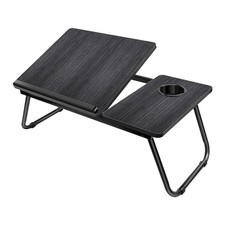 Image of Laptop Bed Table Computer Notebook Desk Stand with Foldable Legs & Cup Slot Tray