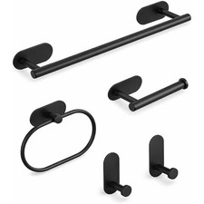 Upgraded 5-Piece Bathroom Hardware Set, No Drill Wall Mounted 201 Stainless S...