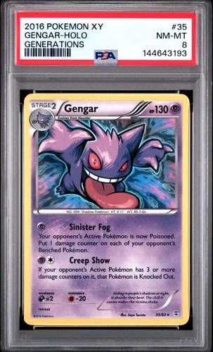 2016 POKEMON XY GENERATIONS #35 GENGAR-HOLO PSA 8