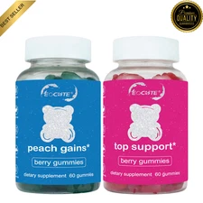 Super Bear Gummies Combo Pack | Top Support & Peach Gains | Berry Flavored | Mus