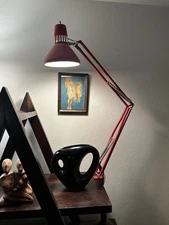 MCM 50s 60s Red Ledu Waso Architecture Swing Table Lamp Mid Century