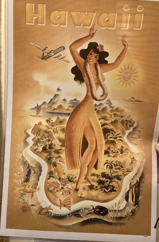 A FEHER Joseph Vintage United Airlines Travel Poster Hawaii 175X115 G2U